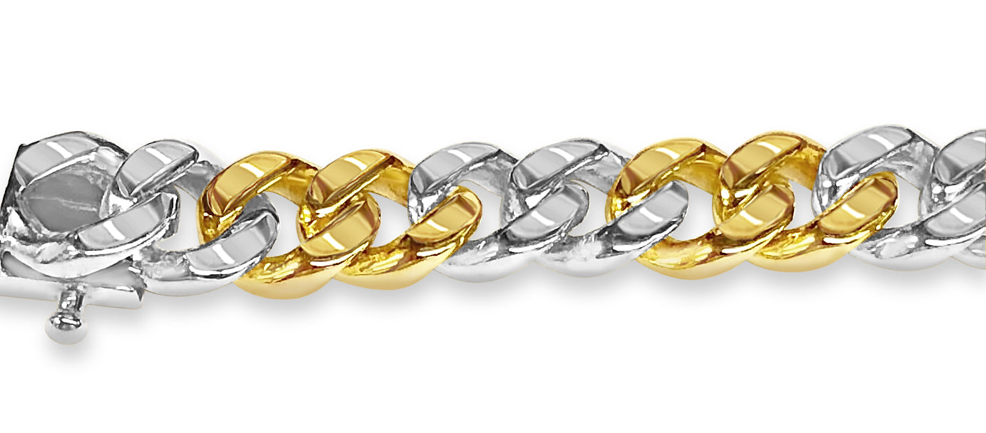 Curb Solid Gold Handmade Bracelet , 8mm, 6.5-10 Inch
