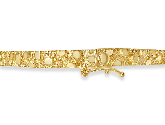 Nugget Bangle Solid Gold Handmade Bracelet , 5mm, 6.5-10 Inch