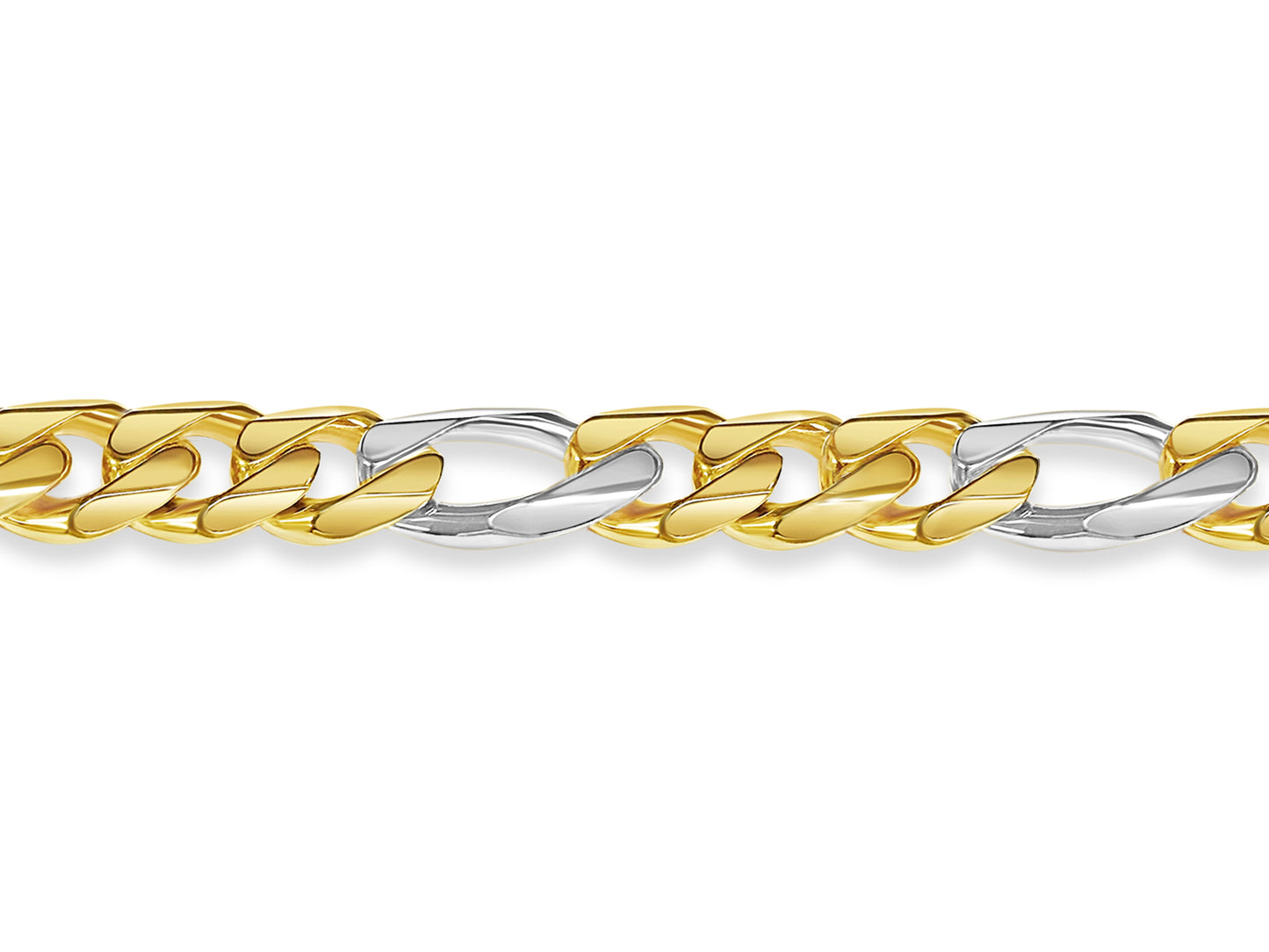 Figaro Solid Gold Handmade Necklace , 14mm, 16-30 Inch