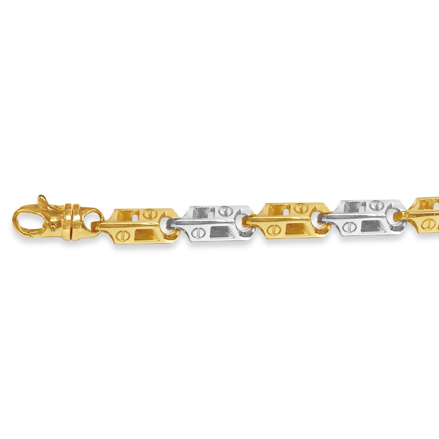 Fancy Screw Solid Gold Handmade Bracelet , 7mm, 6.5-10 Inch