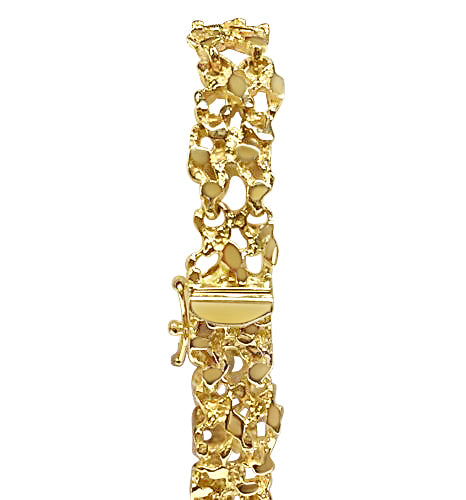Nugget Solid Gold Handmade Bracelet , 11mm, 6.5-10 Inch