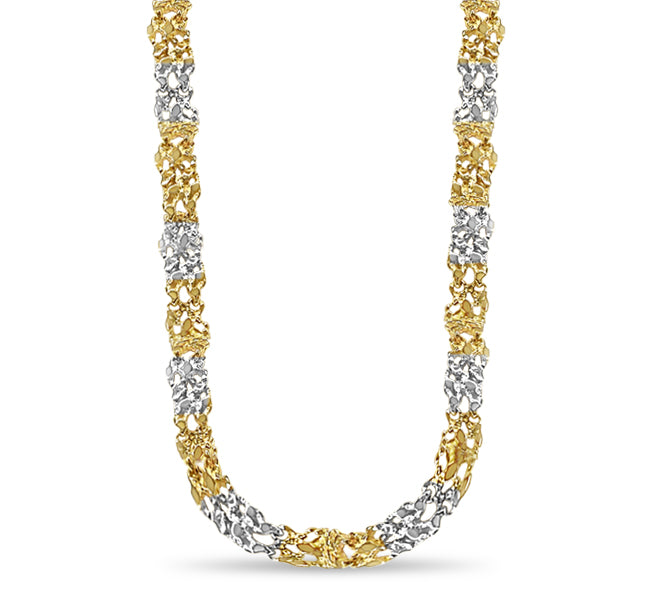 Nugget Solid Gold Handmade Necklace , 11mm, 16-30 Inch