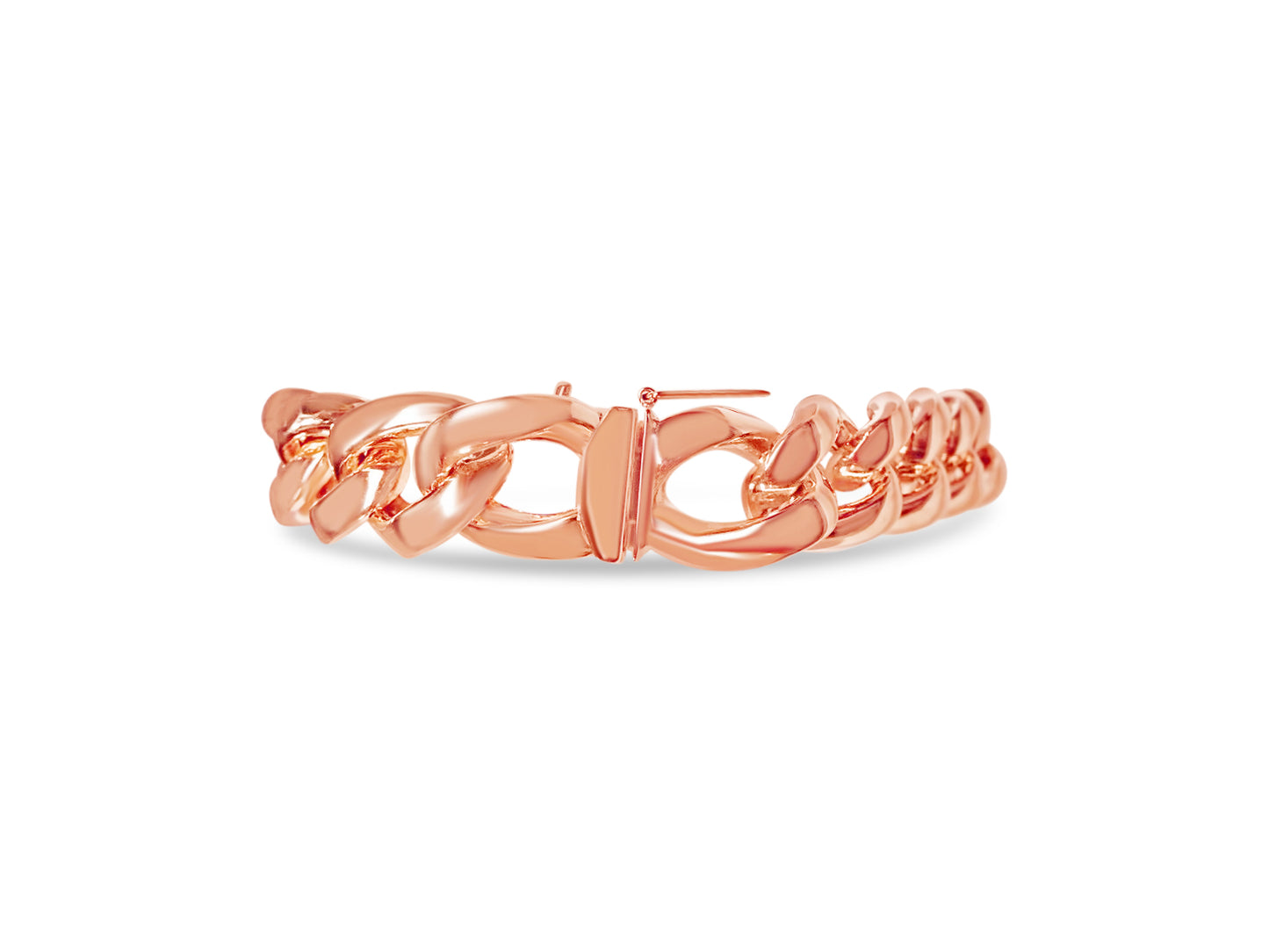 Curb Solid Gold Handmade Bracelet , 13mm, 6.5-10 Inch