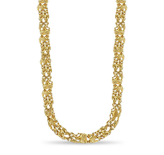 Nugget Solid Gold Handmade Necklace , 11mm, 16-30 Inch