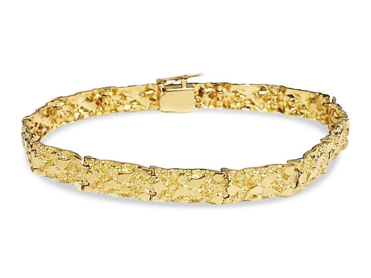 Nugget Solid Gold Handmade Bracelet , 7mm, 6.5-10 Inch