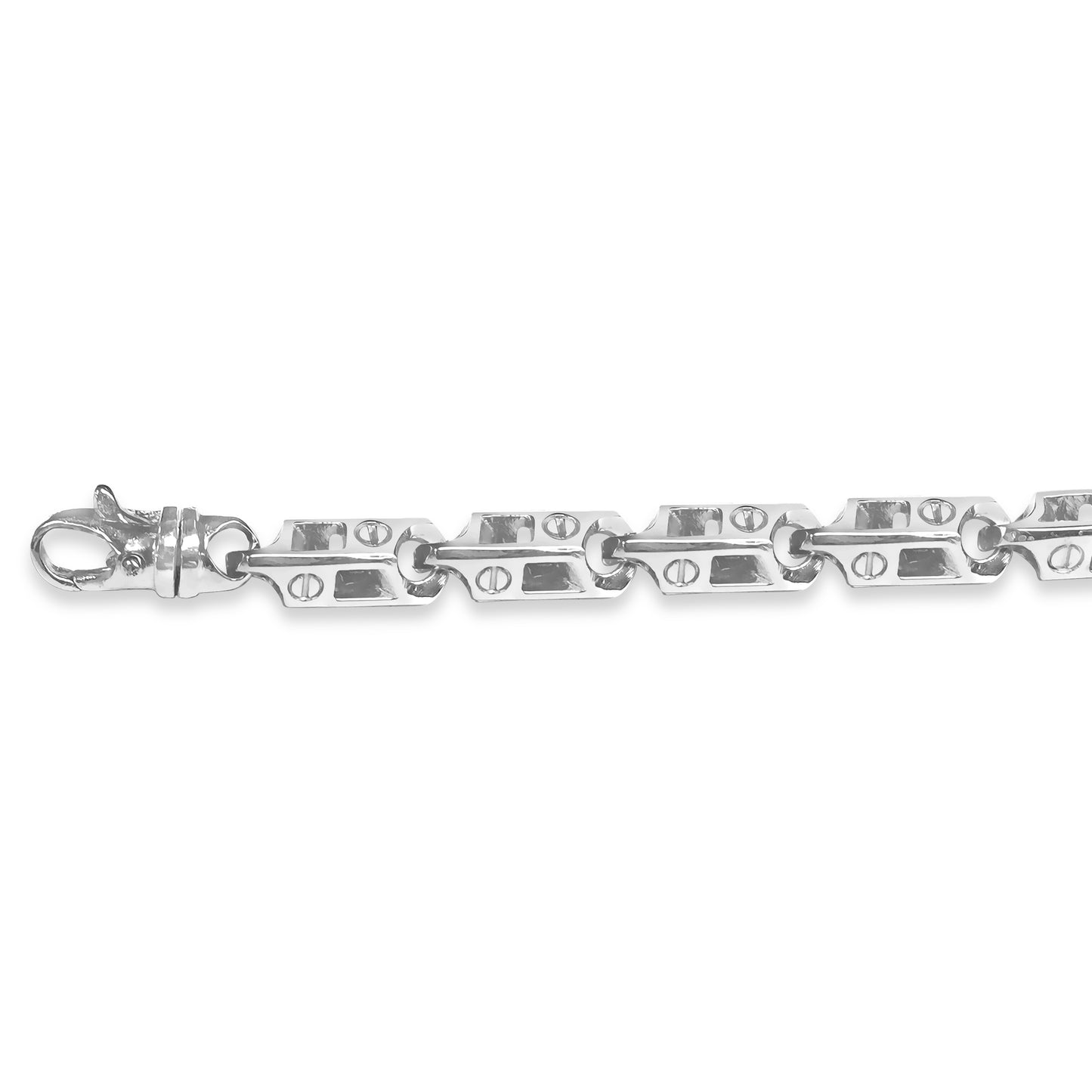 Fancy Screw Solid Gold Handmade Bracelet , 7mm, 6.5-10 Inch