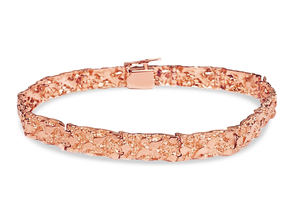 Nugget Solid Gold Handmade Bracelet , 7mm, 6.5-10 Inch