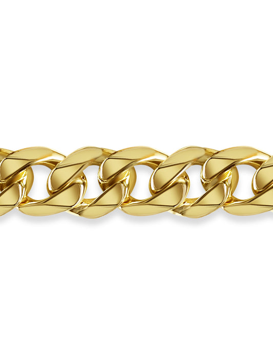 Curb Solid Gold Handmade Bracelet , 17mm, 6.5-10 Inch
