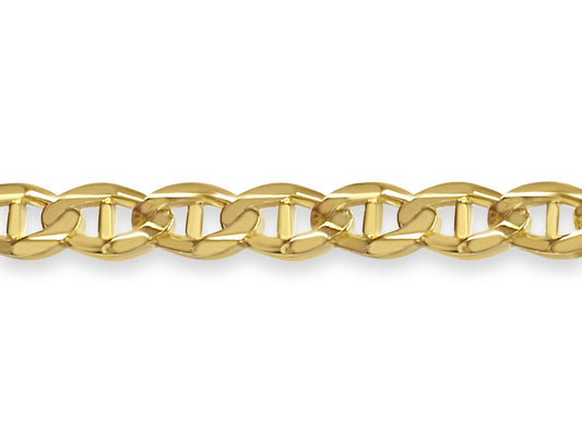Anchor Mariner Solid Gold Handmade Bracelet , 13mm, 6.5-10 Inch