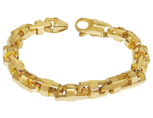 Anchor Mariner Solid Gold Handmade Bracelet , 12mm, 6.5-10 Inch