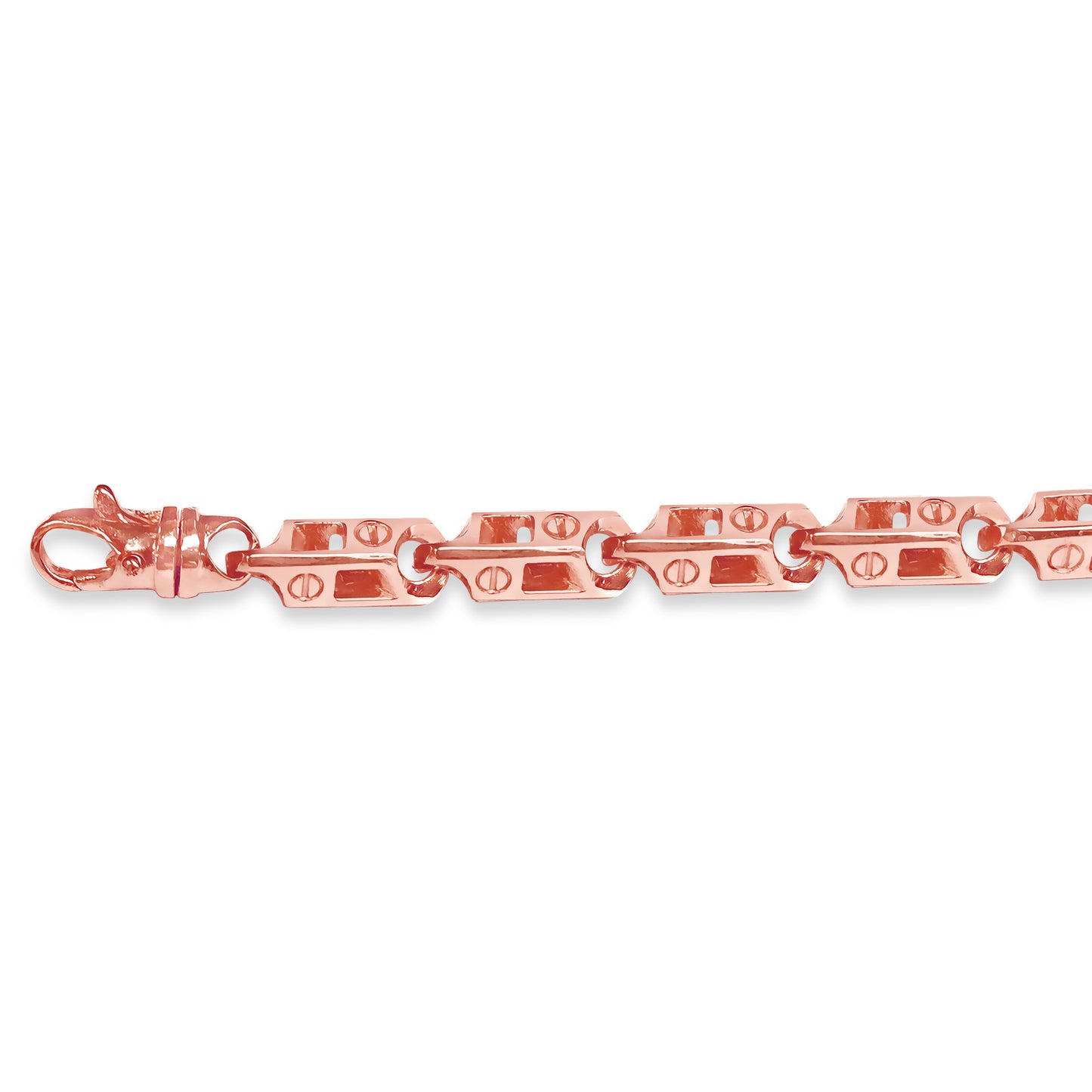 Fancy Screw Solid Gold Handmade Bracelet , 7mm, 6.5-10 Inch