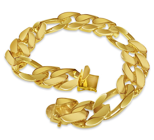 Figaro Solid Gold Handmade Bracelet , 16mm, 6.5-10 Inch