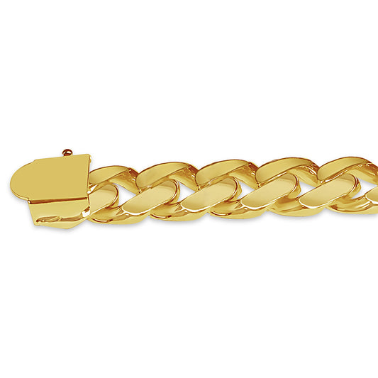 Diamond ID Curb Solid Gold Handmade Bracelet , 10mm, 6.5-10 Inch