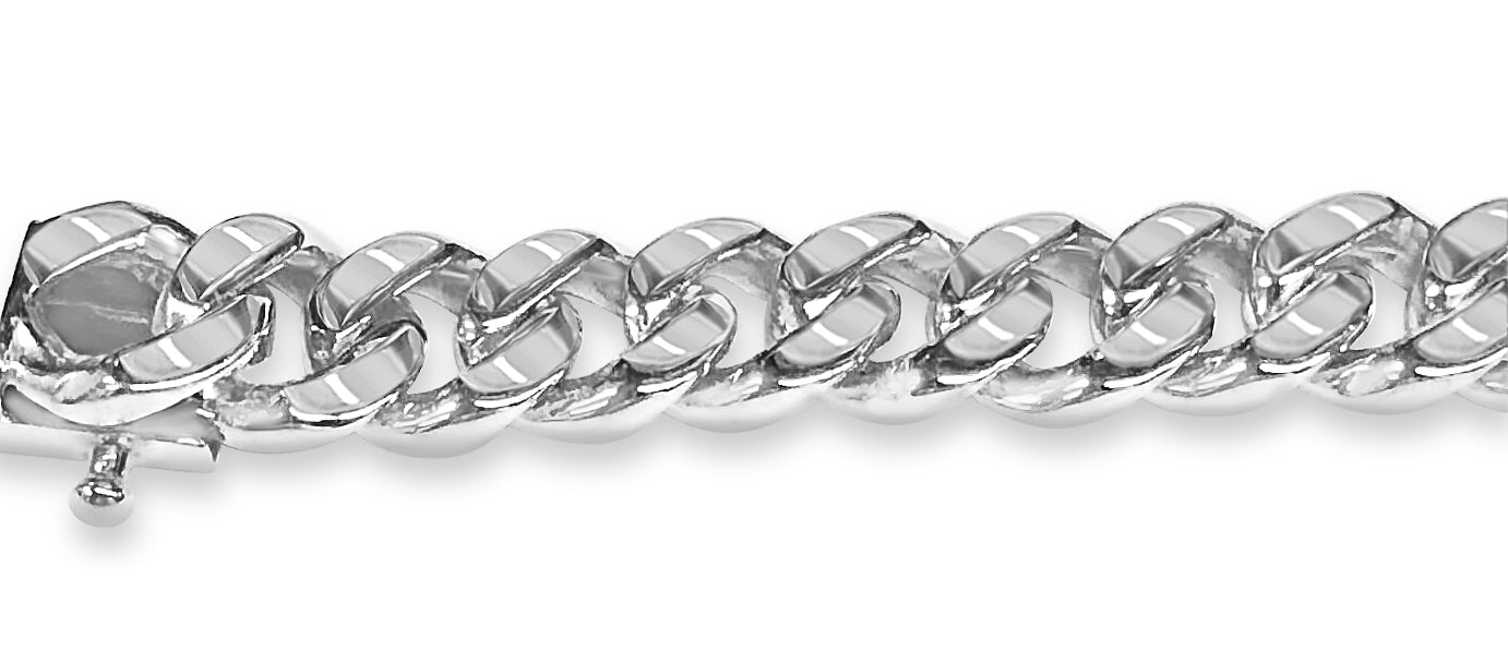 Curb Solid Gold Handmade Bracelet , 8mm, 6.5-10 Inch