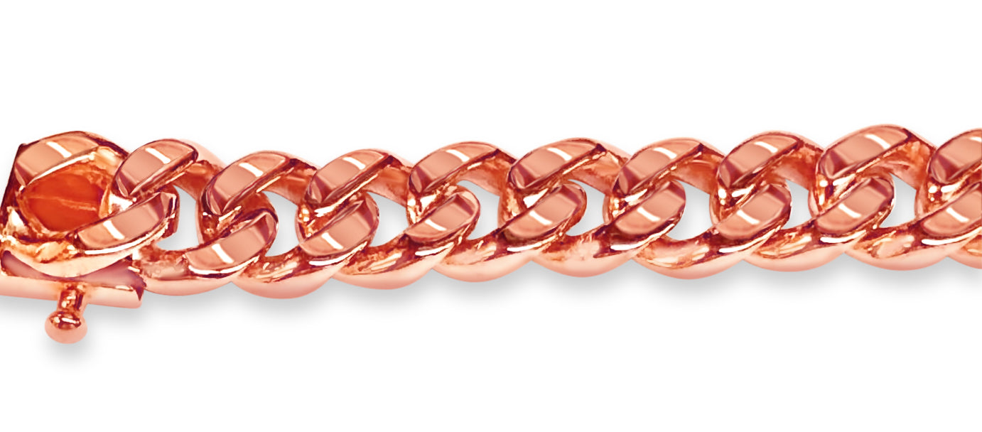 Curb Solid Gold Handmade Bracelet , 8mm, 6.5-10 Inch