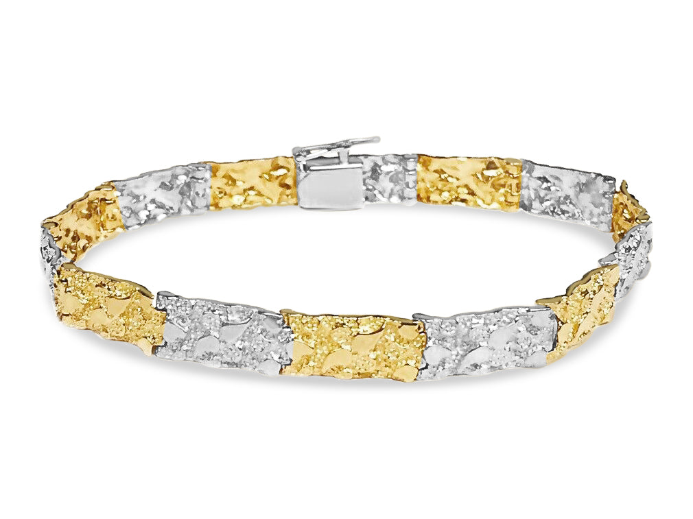 Nugget Solid Gold Handmade Bracelet , 7mm, 6.5-10 Inch
