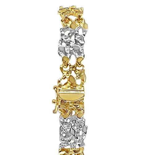 Nugget Solid Gold Handmade Bracelet , 11mm, 6.5-10 Inch