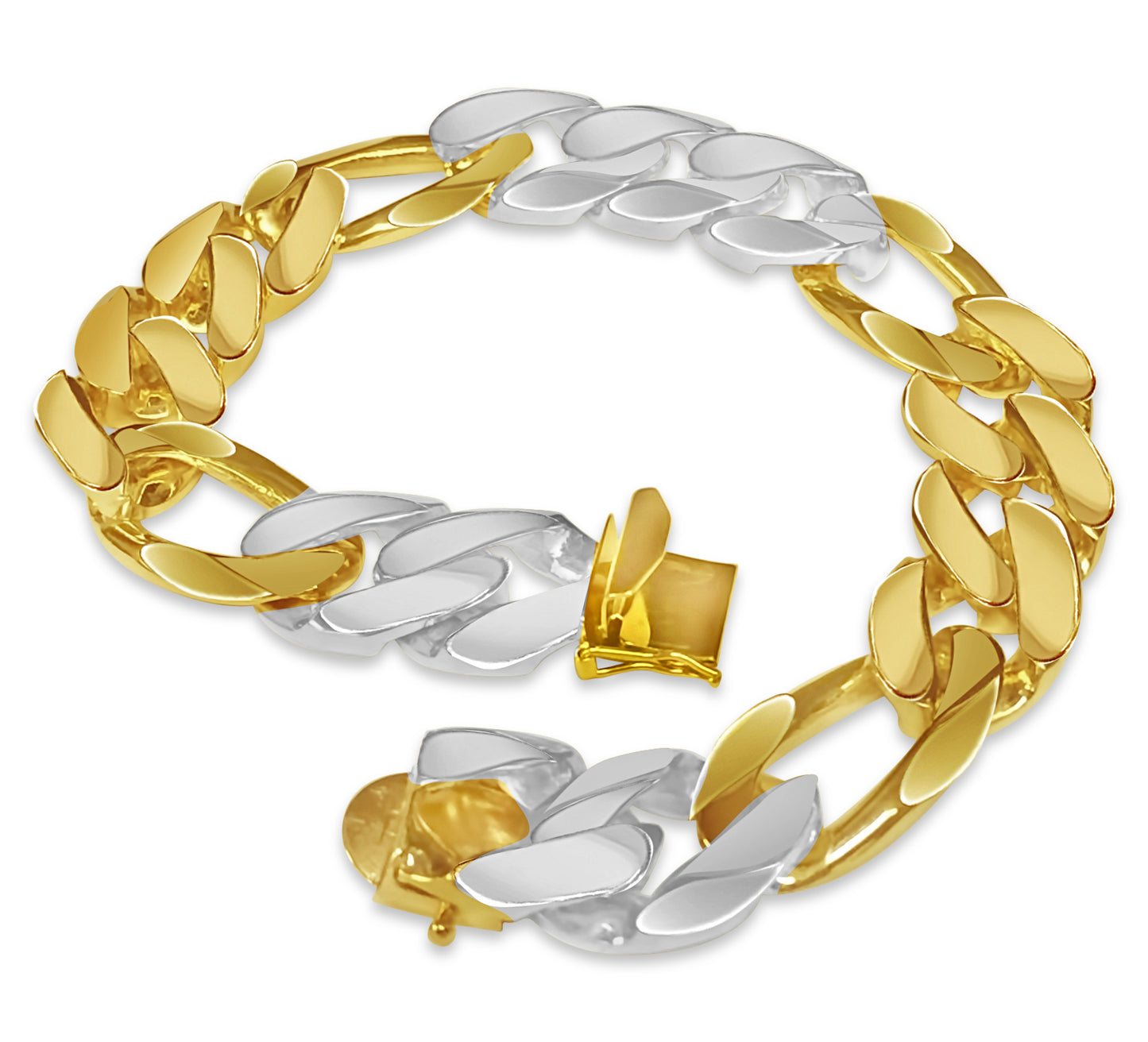 Figaro Solid Gold Handmade Bracelet , 16mm, 6.5-10 Inch