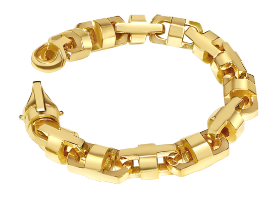 Anchor Mariner Solid Gold Handmade Bracelet , 14mm, 6.5-10 Inch