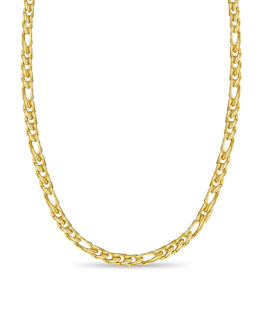 Figaro Solid Gold Handmade Necklace , 14mm, 16-30 Inch