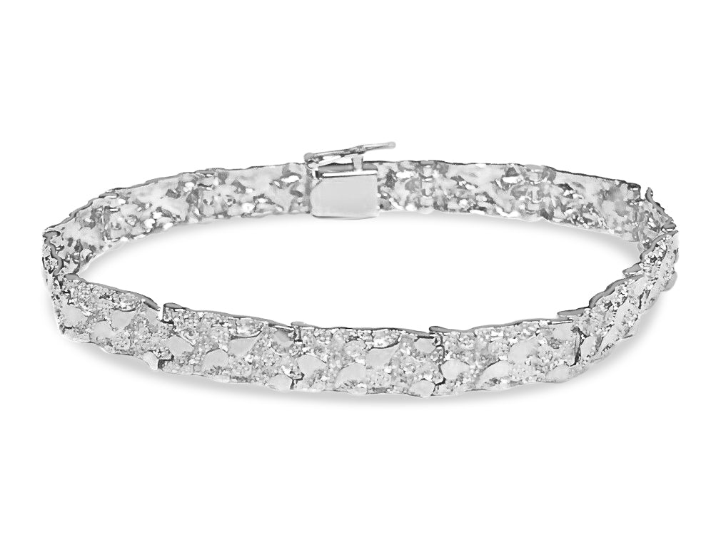 Nugget Solid Gold Handmade Bracelet , 7mm, 6.5-10 Inch