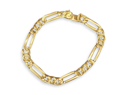 Figaro Solid Gold Handmade Bracelet , 8mm, 6.5-10 Inch