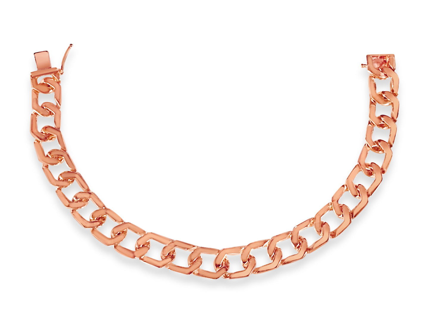 Curb Solid Gold Handmade Bracelet , 11mm, 6.5-10 Inch