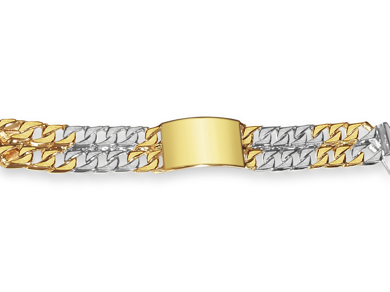 ID Curb Solid Gold Handmade Bracelet , 27mm, 6.5-10 Inch