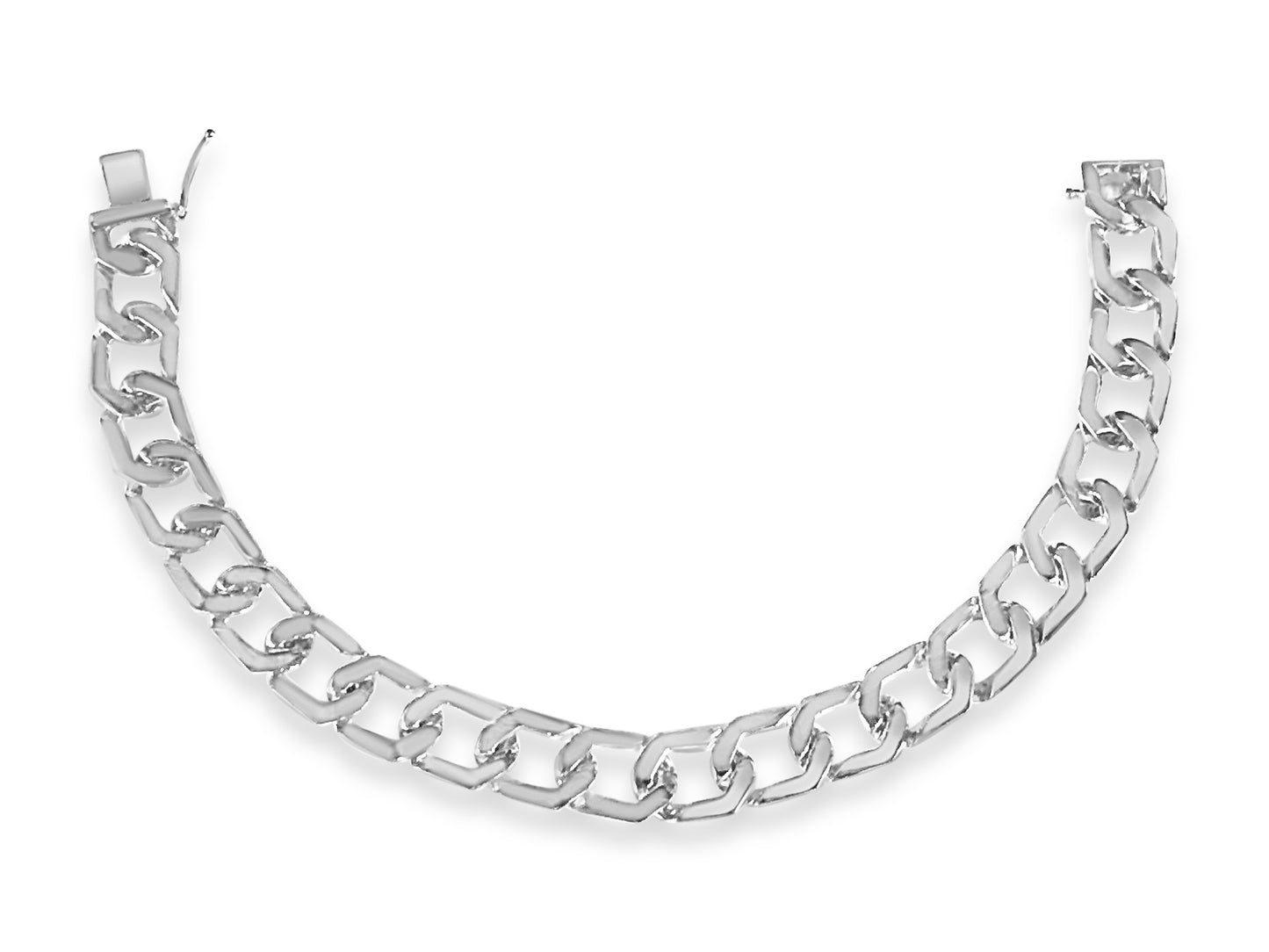 Curb Solid Gold Handmade Bracelet , 11mm, 6.5-10 Inch