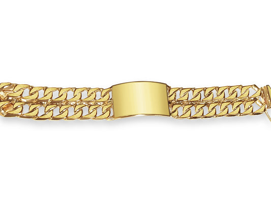 ID Curb Solid Gold Handmade Bracelet , 27mm, 6.5-10 Inch