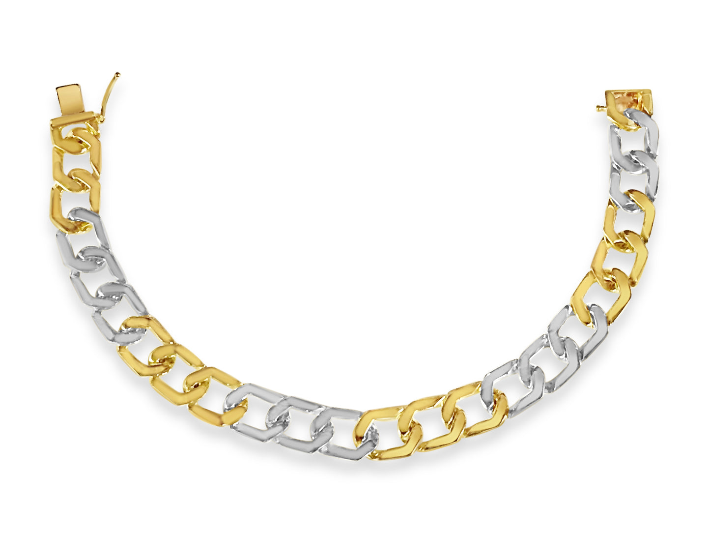 Curb Solid Gold Handmade Bracelet , 11mm, 6.5-10 Inch