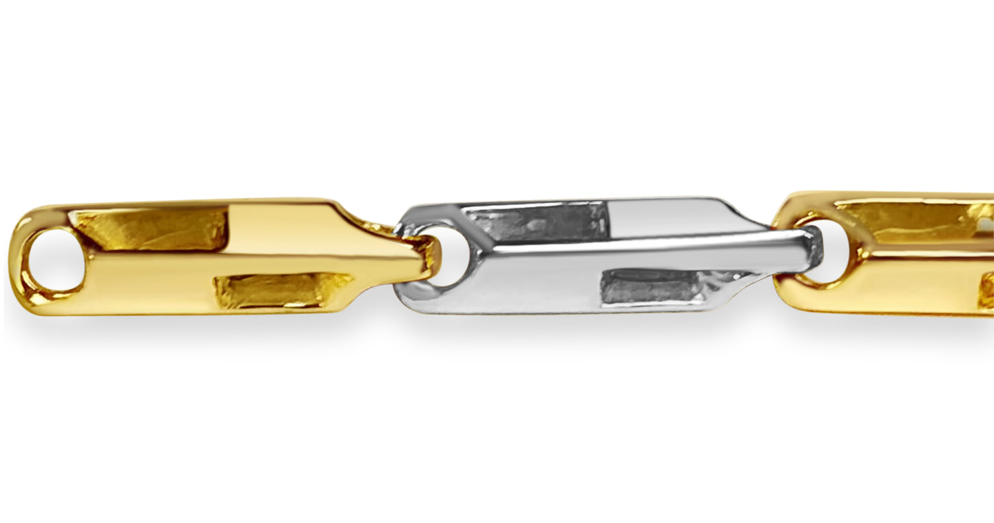 Square Tube Solid Gold Handmade Bracelet , 5mm, 6.5-10 Inch