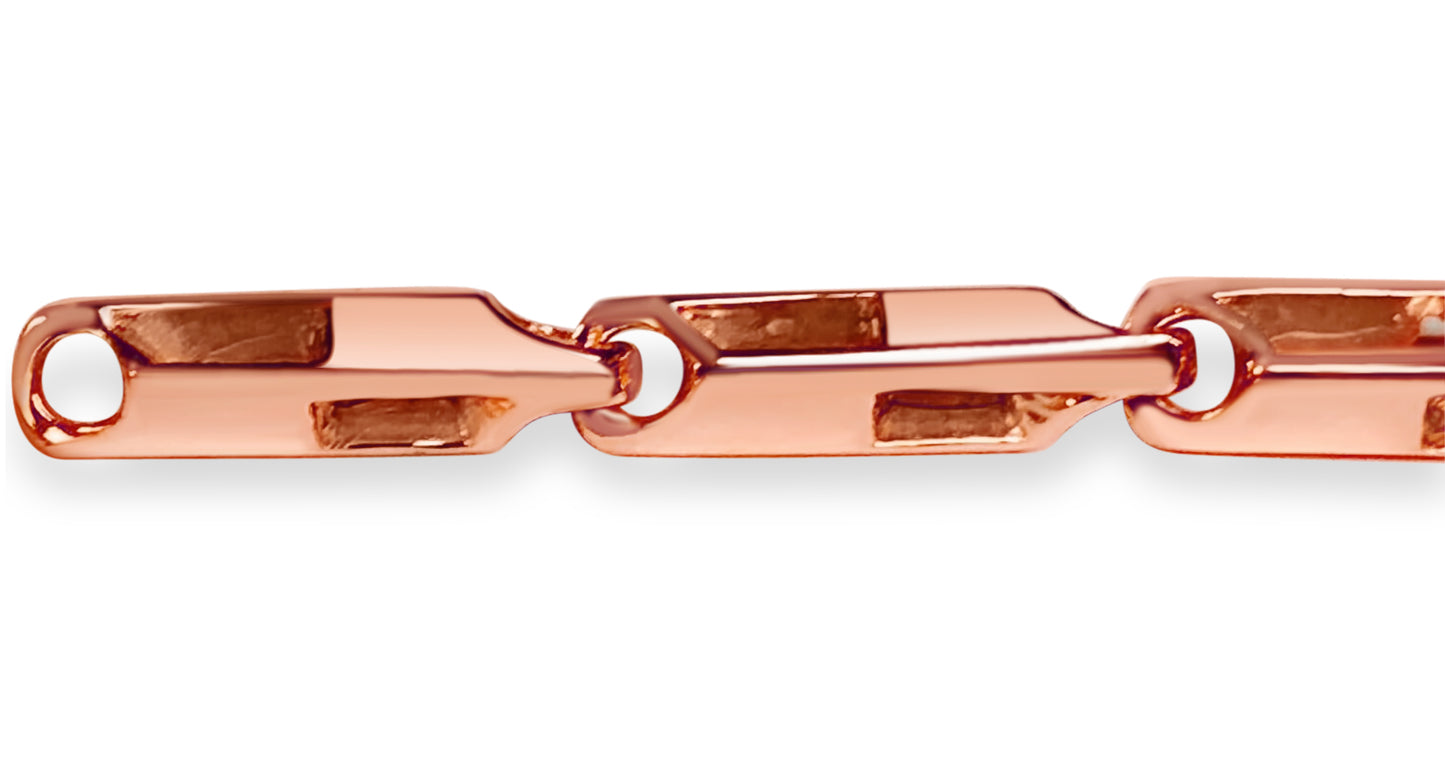 Square Tube Solid Gold Handmade Bracelet , 5mm, 6.5-10 Inch