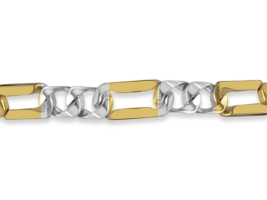Figaro Solid Gold Handmade Bracelet , 7mm, 6.5-10 Inch