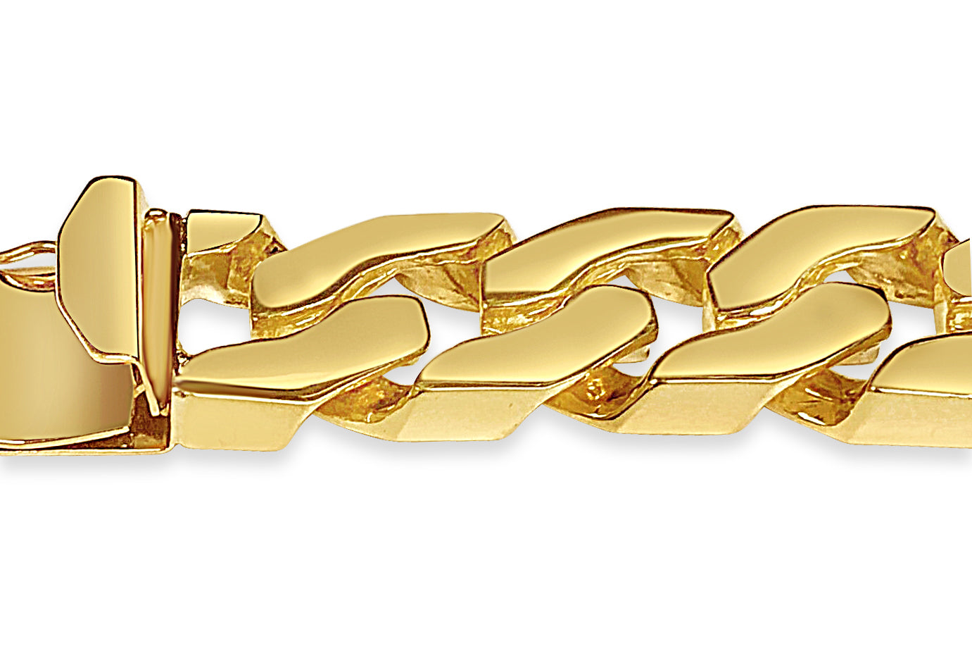 Curb Solid Gold Handmade Bracelet , 15mm, 6.5-10 Inch