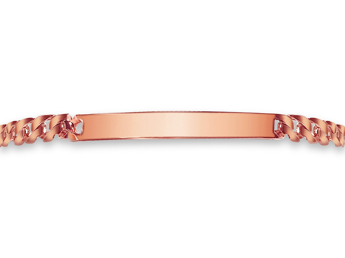 ID Curb Solid Gold Handmade Bracelet , 7mm, 6.5-10 Inch