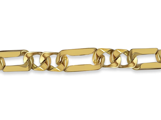 Figaro Solid Gold Handmade Bracelet , 7mm, 6.5-10 Inch