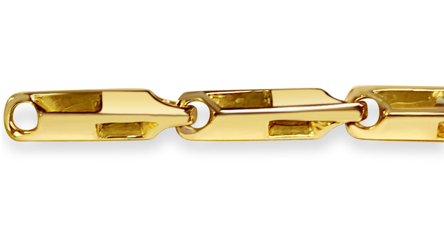 Square Tube Solid Gold Handmade Bracelet , 5mm, 6.5-10 Inch
