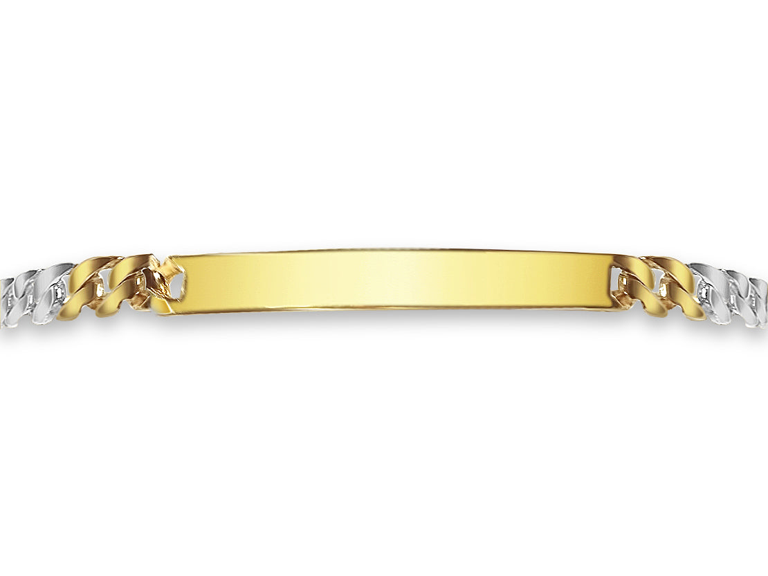ID Curb Solid Gold Handmade Bracelet , 7mm, 6.5-10 Inch