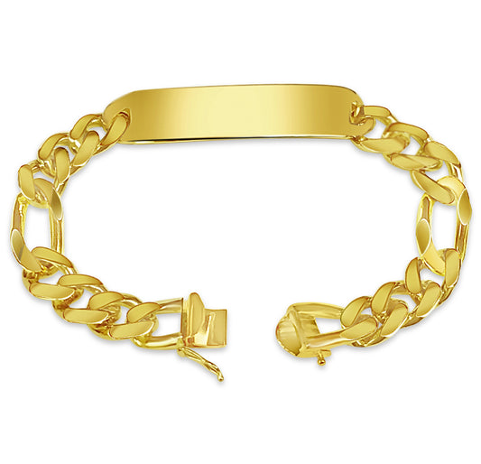 ID Figaro Solid Gold Handmade Bracelet , 12mm, 6.5-10 Inch