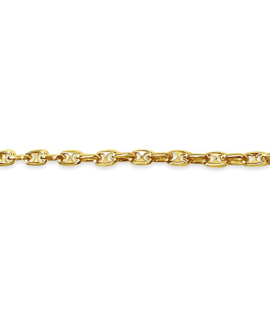 Anchor Mariner Solid Gold Handmade Bracelet , 5mm, 6.5-10 Inch