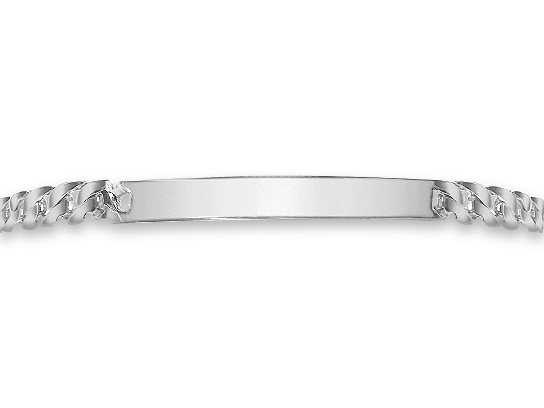 ID Curb Solid Gold Handmade Bracelet , 7mm, 6.5-10 Inch