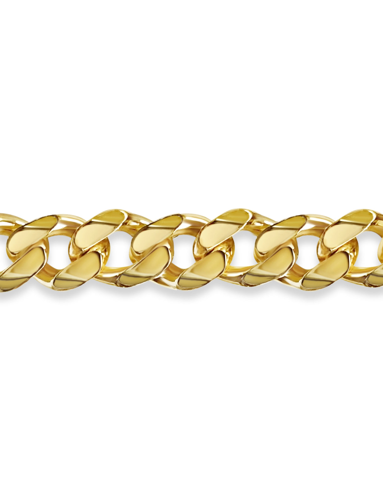 Curb Solid Gold Handmade Bracelet , 11mm, 6.5-10 Inch