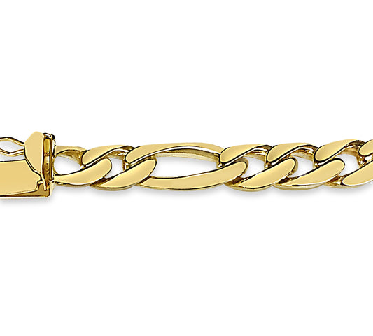 ID Figaro Solid Gold Handmade Bracelet , 9mm, 6.5-10 Inch