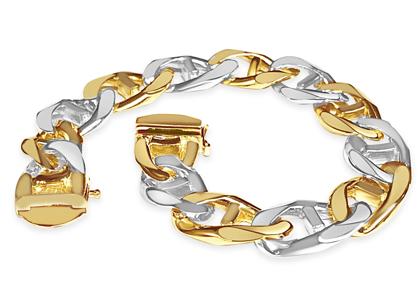 Mariner Solid Gold Handmade Bracelet , 15mm, 6.5-10 Inch