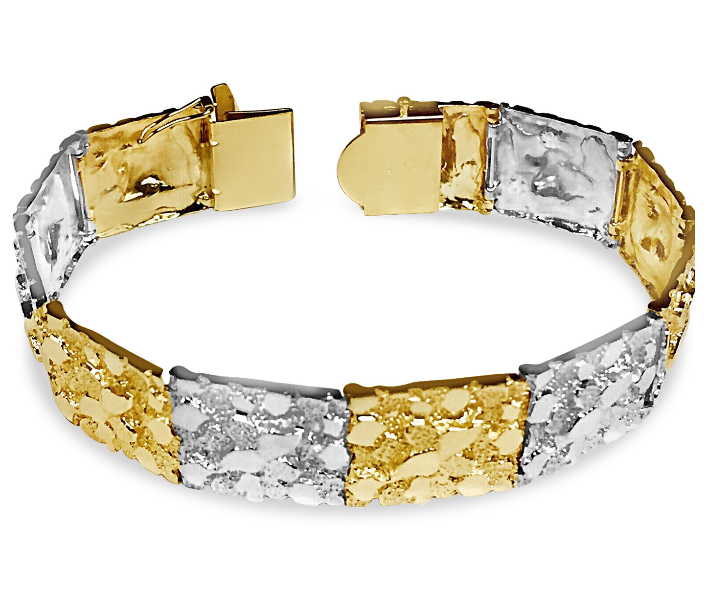 Nugget Solid Gold Handmade Bracelet , 17mm, 6.5-10 Inch