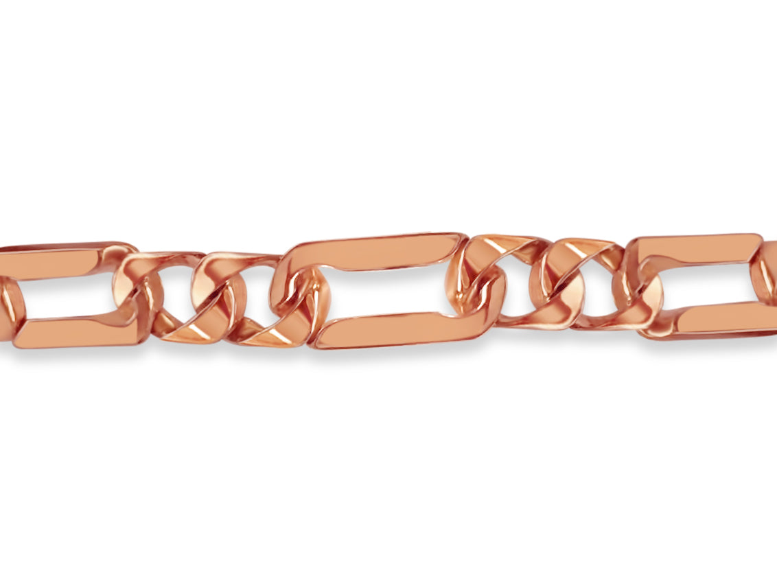 Figaro Solid Gold Handmade Bracelet , 7mm, 6.5-10 Inch