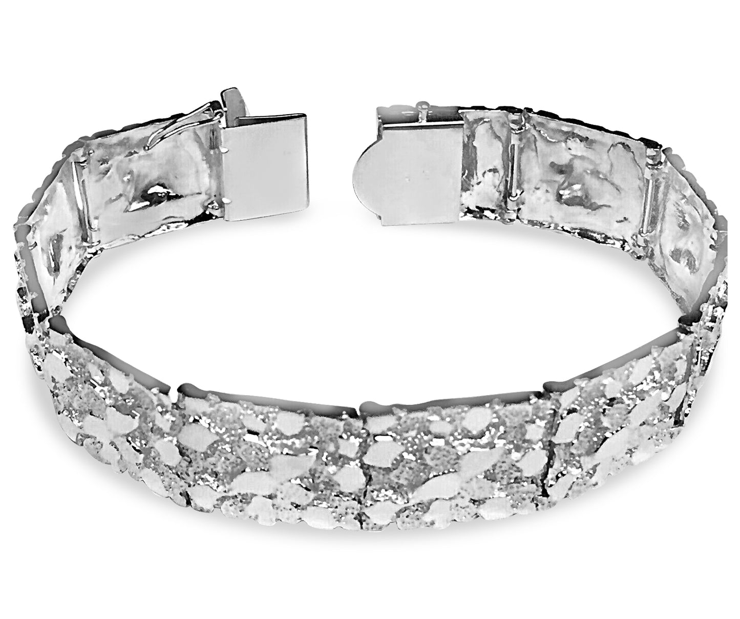 Nugget Solid Gold Handmade Bracelet , 17mm, 6.5-10 Inch