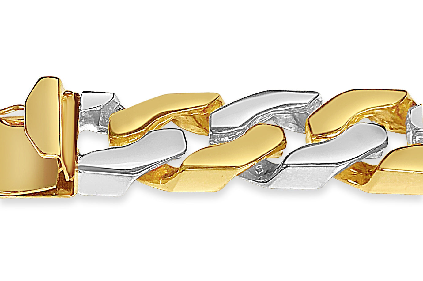 Curb Solid Gold Handmade Bracelet , 15mm, 6.5-10 Inch