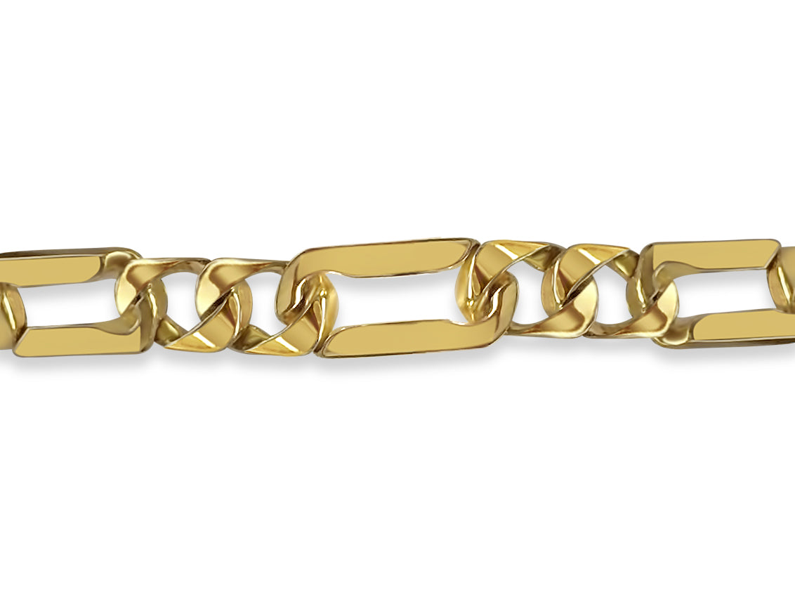 Figaro Solid Gold Handmade Necklace , 7mm, 16-30 Inch